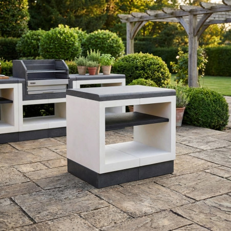 Kitaway Built-in Barbecue Countertop Module 84x63x85 cm | White/Black Base for Outdoor Garden Barbecue
