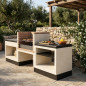 Module de comptoir encastrable pour barbecue Kitaway 84 x 63 x 85 cm | Base blanche/noire pour barbecue de jardin extérieur