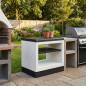 Module de comptoir encastrable pour barbecue Kitaway 84 x 63 x 85 cm | Base blanche/noire pour barbecue de jardin extérieur