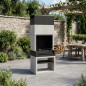 Kitaway Built-in Barbecue 84x63x223 cm with Grill 68.5x41.5 cm | Textured Concrete Barbecue for Garden