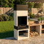 Kitaway Einbaugrill 84x63x223 cm mit Grillrost 68,5x41,5 cm | Glatter Betongrill für den Garten