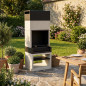 Churrasqueira embutida Kitaway 84x63x223 cm com grelha 68,5x41,5 cm | Churrasqueira de concreto liso para jardim