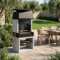 Kitaway Otte 84x63x192 cm Built-in Barbecue with 68.5x42 cm Grill | Smooth Concrete Barbecue for Garden