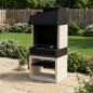 Kitaway Otte 84x63x192 cm Barbecue da incasso con griglia 68,5x42 cm | Barbecue in cemento strutturato per giardino