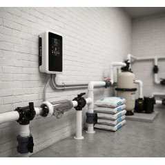 Chlorinateur au sel Domotic D-12 S2 | Production : 12 g/h | Pour piscines jusqu’à 20 m³ | Chlorinateur au sel avec électrolyse d