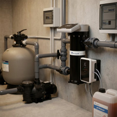 Módulo de controle de pH para clorador de sal Domótico S2 | Kit com sonda de pH e bomba dosadora de 1,5 l/h