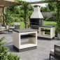 Module de comptoir encastrable pour barbecue Kitaway 84 x 63 x 85 cm | Base blanche/noire pour barbecue de jardin extérieur