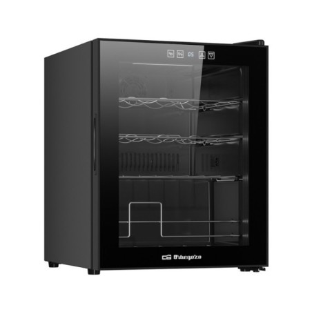 Vinoteca con Compresor para 16 Botellas Orbegozo | Enfriador de Botellas con Luz Interior LED | Estantes Cromados | Panel Tactil