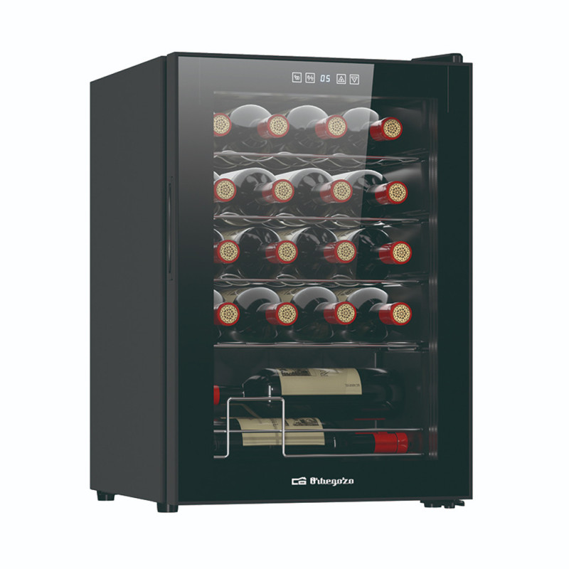 Adega climatizada Orbegozo com compressor para 20 garrafas | Refrigerador de garrafas com iluminação LED interna | Prateleiras c