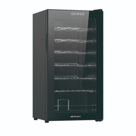 Adega climatizada Orbegozo com compressor para 28 garrafas | Refrigerador de garrafas com iluminação LED interna | Prateleiras c