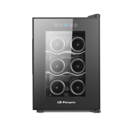 Orbegozo Wine Cooler for 6 Bottles | Bottle Cooler with Interior LED Light | Chrome Shelves | Touch Panel | Silent