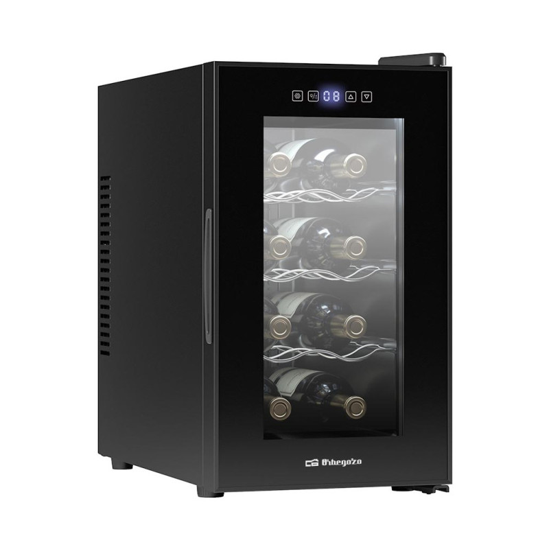 Orbegozo 8-Bottle Wine Cooler | Bottle Cooler with Interior LED Light | Chrome Shelves | Touch Panel | Silent Operation
