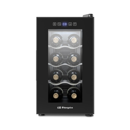 Vinoteca para 8 Botellas Orbegozo | Enfriador de Botellas con Luz Interior LED | Estantes Cromados | Panel Tactil | Silencioso