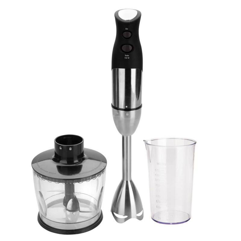 Batidora de Mano con Picadora y Vaso Lacor | Batidora de Varilla | 4 Cuchillas de Acero Inoxidable | Ideal para Cortar, Triturar