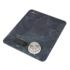 Bascula de Cocina 5 Kg | Peso de Cocina Digital | Bascula de Cocina de Cristal Efecto Marmol | Peso Alimentos | 19x23,5x3,5 cm