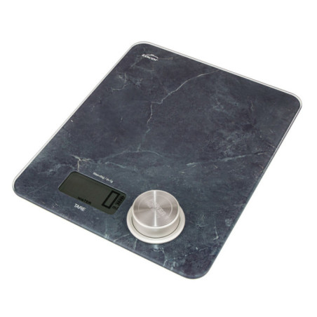 Bascula de Cocina 5 Kg | Peso de Cocina Digital | Bascula de Cocina de Cristal Efecto Marmol | Peso Alimentos | 19x23,5x3,5 cm