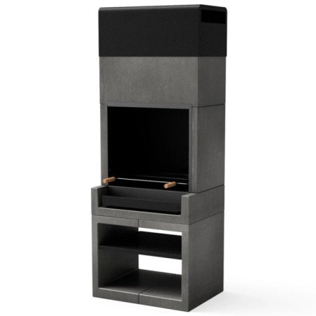 Kitaway Built-in Barbecue 84x63x223 cm with Grill 68.5x42 cm | Grey and Black Concrete Barbecue