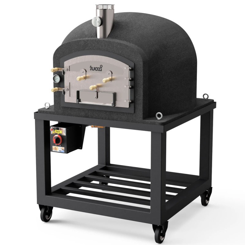 Horno Kitaway con Base + Gas 100x100x65 cm negro | Medidas 100x100x170 cm | Horno de Gas Profesional y Manómetro