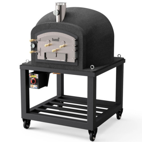 Forno Kitaway com Base + Gás 100x100x65 cm Preto | Dimensões 100x100x170 cm | Forno a Gás Profissional com Manômetro