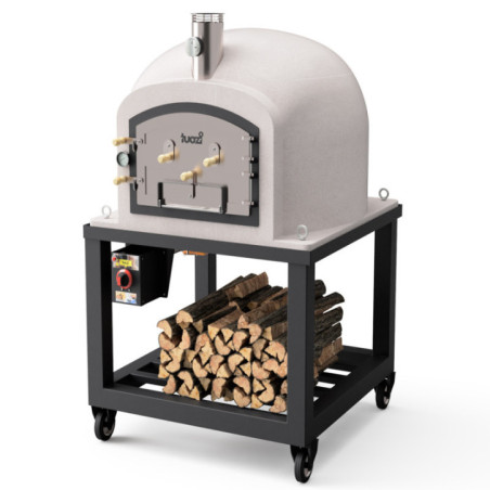 Horno Kitaway con Base + Gas 100x100x65 cm blanco | Medidas 100x100x170 cm | Horno de Gas Profesional y Manómetro