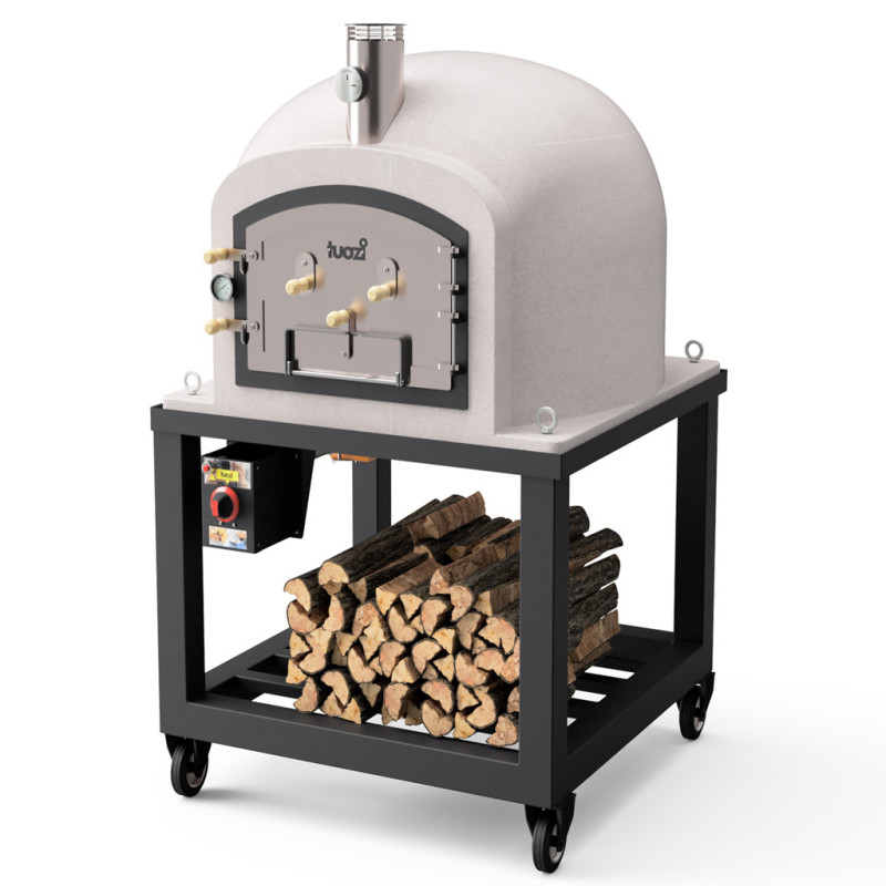 Four à gaz Kitaway avec socle + gaz 120 x 120 x 65 cm Blanc | Dimensions 120 x 120 x 170 cm | Four à gaz professionnel avec mano