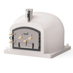 Kitaway Grillofen 120x120x65 cm Weiß | Professioneller Holzofen mit Manometer