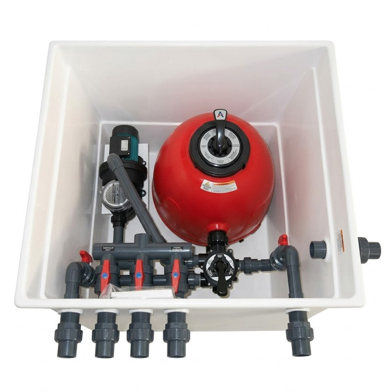 Système de purification d'eau pour piscine enterrée : filtre à sable Star Plus 500 mm avec vanne latérale 1 1/2 pouce et pompe A Système de purification d'eau pour piscine enterrée : filtre à sable Star Plus 500 mm avec vanne latérale 1 1/2 pouce et pompe A