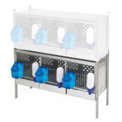 Gaiola para perdiz com 3 compartimentos 100,5x45x60 cm | Gaiola galvanizada para perdiz com comedouros e bebedouros | Gaiola exp