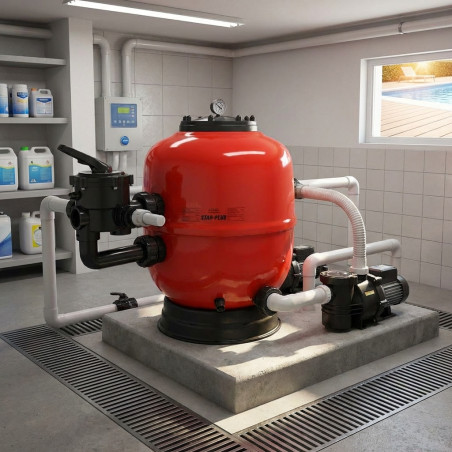 Star-Plus 650mm Sand Filter for Swimming Pools with 1 1/2" Side Valve | Monobloc Filter with 17 m³/hour Capacity for Residential