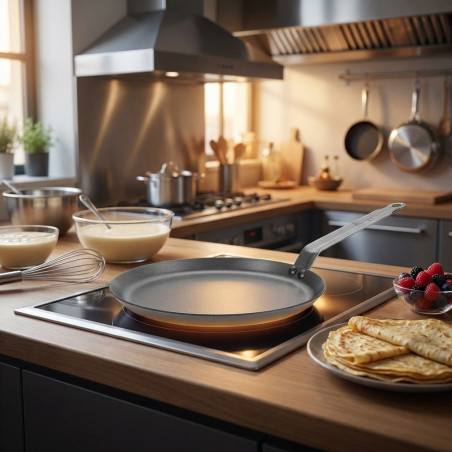 Padella per crêpe da 22 cm | Padella per pancake da 22 cm | Padella per crêpe in ghisa naturale | Antiaderente | Adatta a tutti 
