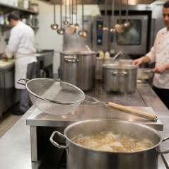 Doppelsieb aus Edelstahl, 23 cm | Abtropfsieb für Großküchen und Gastronomiebetriebe | Ideal für alle Arten von Flüssigkeiten