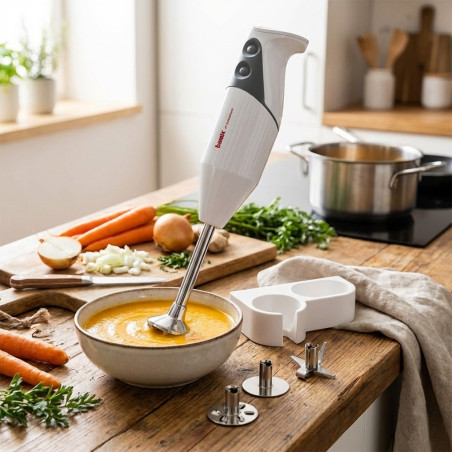 Lacor Profi-Stabmixer | Spritzschutz-Stabmixer | Edelstahlklinge zum Zerkleinern und Mahlen