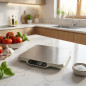 Bascula de Cocina 15 Kg | Peso de Cocina Digital | Bascula de Cocina de Acero | Peso Alimentos G/KG/OZ/LB | 31x25,6x2,5 cm