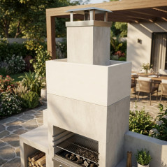 Rallonge de conduit de cheminée en béton lisse pour barbecues Kitaway 84x49x40 cm