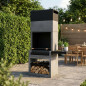 Kitaway Built-in Barbecue 84x63x223 cm with Grill 68.5x42 cm | Grey and Black Concrete Barbecue