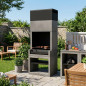 Barbecue da incasso Kitaway 84x63x223 cm con griglia 68,5x42 cm | Barbecue in cemento grigio e nero Barbecue da incasso Kitaway 84x63x223 cm con griglia 68,5x42 cm | Barbecue in cemento grigio e nero