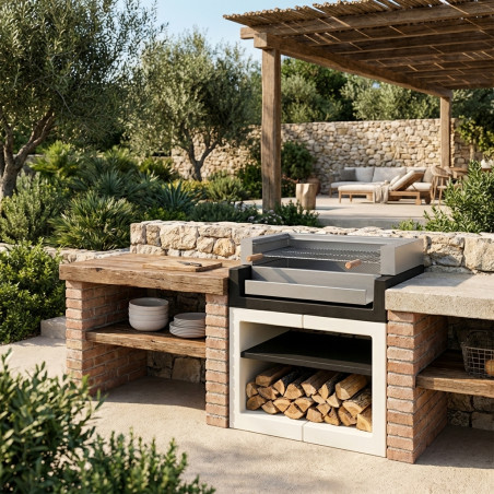 Kitaway Modulo barbecue da incasso 84x63x101 cm | Base bianca/nera per barbecue da giardino
