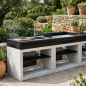 Évier encastrable Kitaway pour barbecue, blanc/noir, 84 x 63 x 81 cm | Base pour barbecue d'extérieur avec robinet