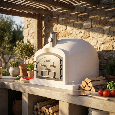 Horno para Barbacoa Kitaway 100x100x65 cm blanco | Horno de leña Profesional y Manómetro