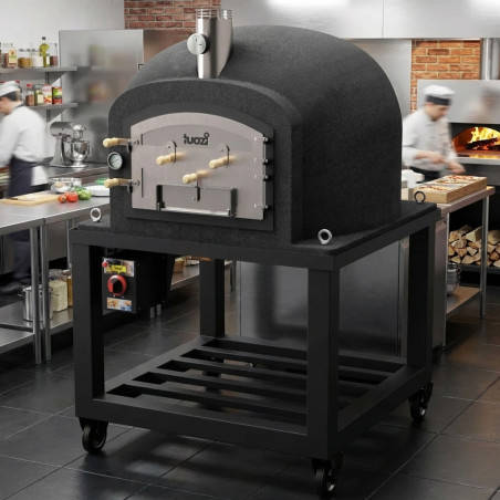 Forno Kitaway com Base + Gás 100x100x65 cm Preto | Dimensões 100x100x170 cm | Forno a Gás Profissional com Manômetro
