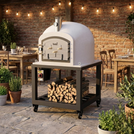 Forno Kitaway com Base + Gás 100x100x65 cm Branco | Dimensões 100x100x170 cm | Forno a Gás Profissional com Manômetro