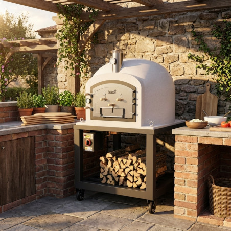 Kitaway Oven with Base + Gas 120x120x65 cm White | Dimensions 120x120x170 cm | Professional Gas Oven with Pressure Gauge