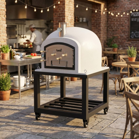 Forno Kitaway com Base e Rodas 120x120x65 cm Branco | Dimensões 120x120x170 cm | Forno a Gás Profissional com Manômetro