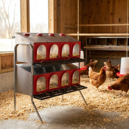 Nido para Gallinas Platinum 8 Departamentos 2 Pisos 1 Cara | Ponedero Avicola para Gallina