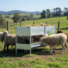 Futtertrog für Schafe aus verzinktem Blech, 118,5 x 65 x 100 cm | Futtertrog für den Außenbereich, 84 kg Tragkraft | Erweiterbar