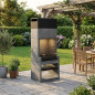 Barbecue encastrable Kitaway 84 x 63 x 223 cm avec grille 68,5 x 42 cm | Barbecue en béton gris et noir Barbecue encastrable Kitaway 84 x 63 x 223 cm avec grille 68,5 x 42 cm | Barbecue en béton gris et noir