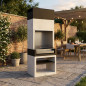 Barbecue da incasso Kitaway 84x63x223 cm con griglia 68,5x42 cm | Barbecue in cemento bianco e nero con cassetto in acciaio inox Barbecue da incasso Kitaway 84x63x223 cm con griglia 68,5x42 cm | Barbecue in cemento bianco e nero con cassetto in acciaio inox