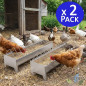 2 x Alimentador de curral galvanizado sem pernas, 120x20x24 cm