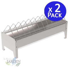 Pack 2 x galvanized legless corral feeder, 120x20x24 cm