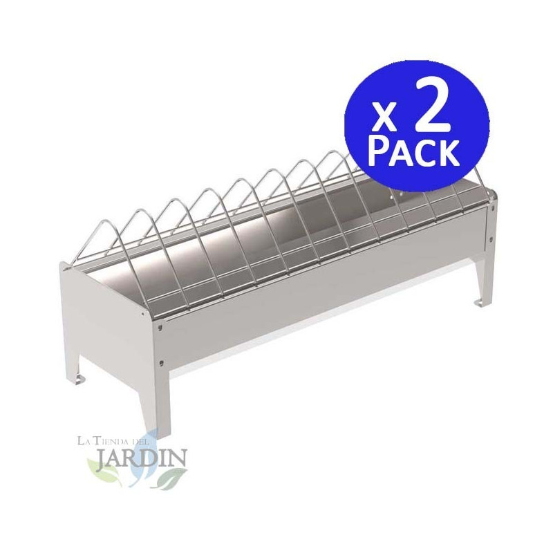 Tolva para Gallinas | Pack 2 Comederos Corral | Facil de Llenar y Limpieza Rapida | Medidas 120 x 20 x 25 cm